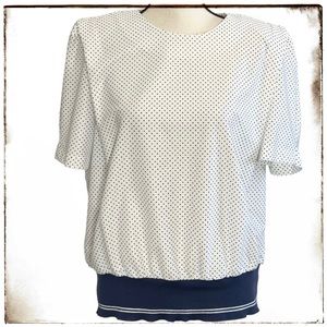 Good Times Blouse L White Polka Dot Vintage